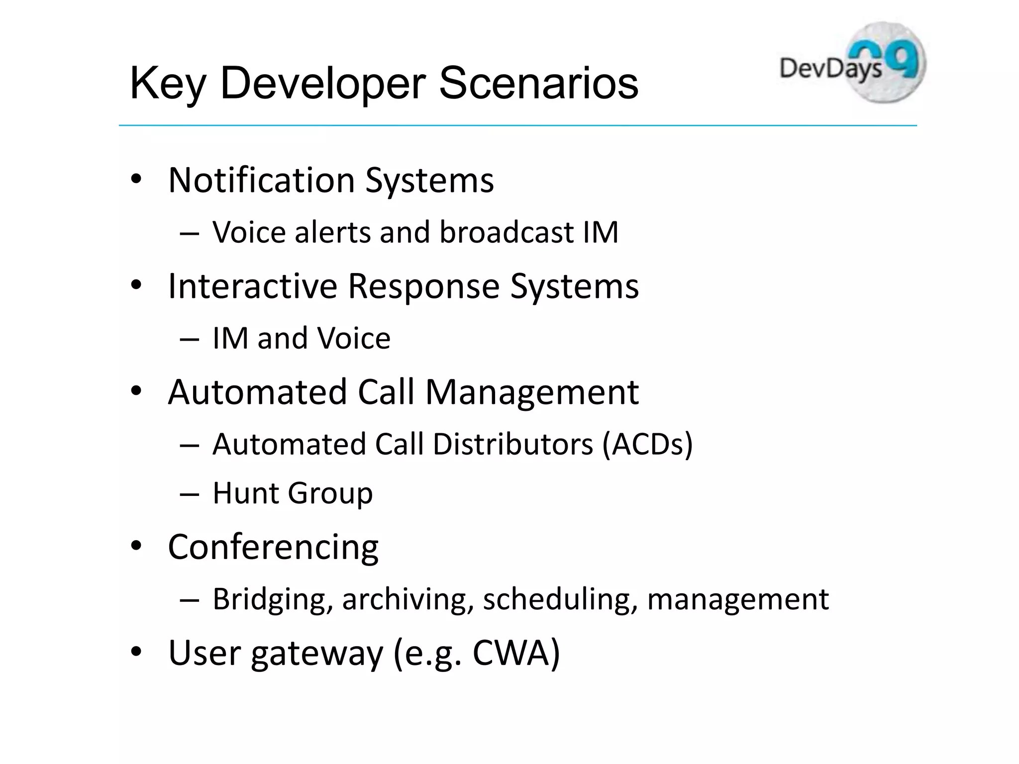 Dev Days Unified Communications Development