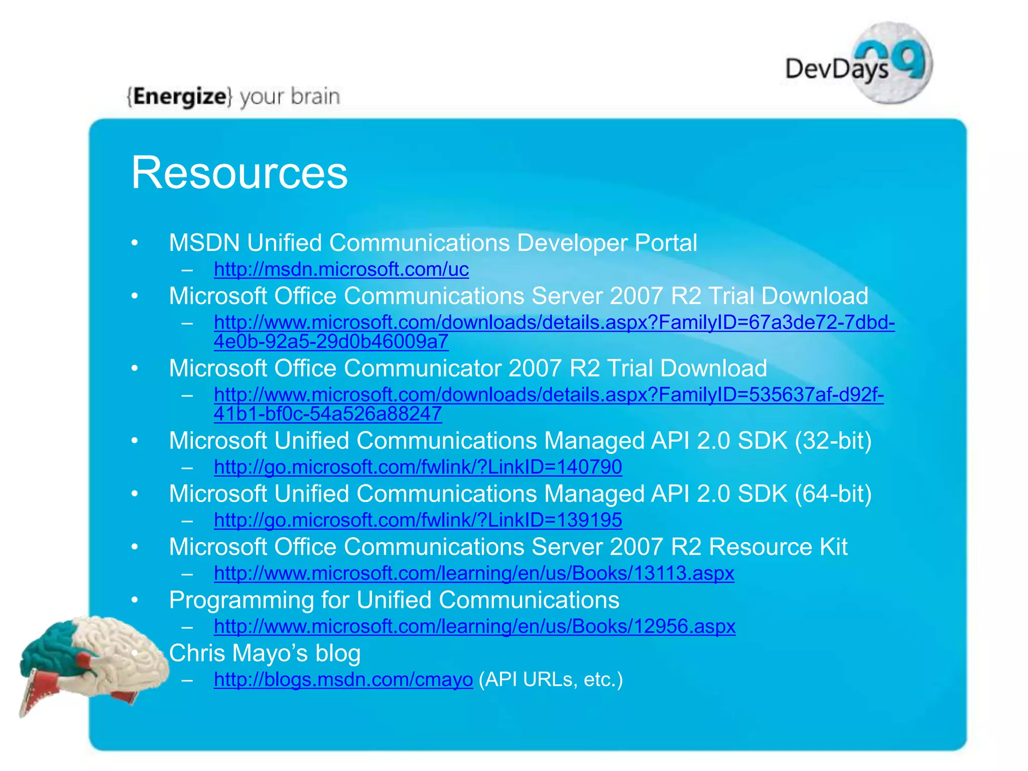 Dev Days Unified Communications Development