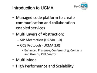 Dev Days  Unified  Communications  Development