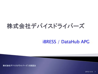 株式会社デバイスドライバーズ 日高亜友
iBRESS / DataHub APG
2016/12/6 1
 