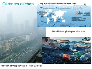 Gérer les déchets
Pollution atmosphérique à Pékin (Chine)
Les déchets plastiques et la mer
 