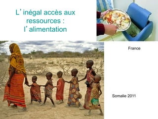 L’inégal accès aux
ressources :
l’alimentation
France
Somalie 2011
 