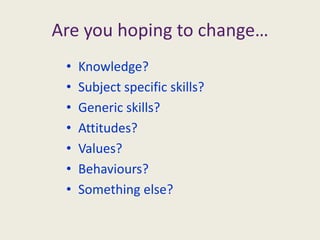 What is your general purpose in running the course