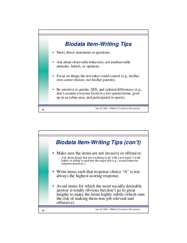 making biodata