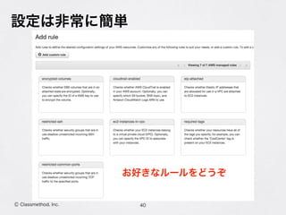 Ⓒ Classmethod, Inc.
設定は非常に簡単
40
お好きなルールをどうぞ
 