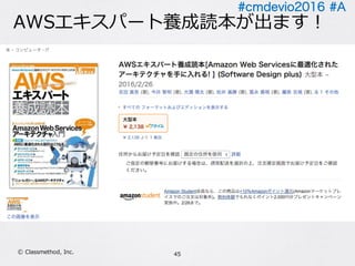 #cmdevio2016 #A
AWSエキスパート養成読本が出ます！
45Ⓒ Classmethod, Inc.
 