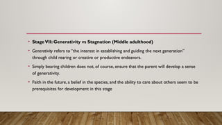 Generativity Child Development Erik Erikson's Psychosocial Developmental Theory Across the Lifespan | PPTX