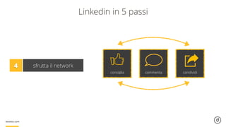 Linkedin in 5 passi
4 sfrutta il network
consiglia commenta condividi
 