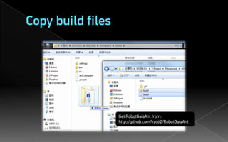 Copy build files




                   Get RobotGaiaAnt from:
                   http://github.com/kyoji2/RobotGaiaAnt
 