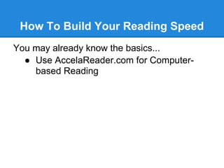 Speed Reading Class: Develop a Faster Reading Rate with High Speed ...