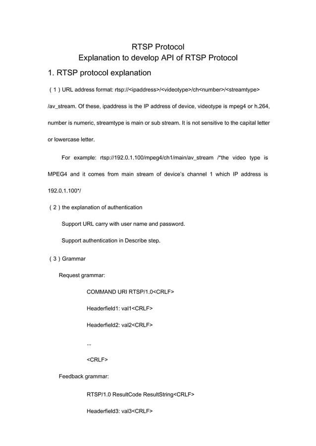 Rtsp Protocol