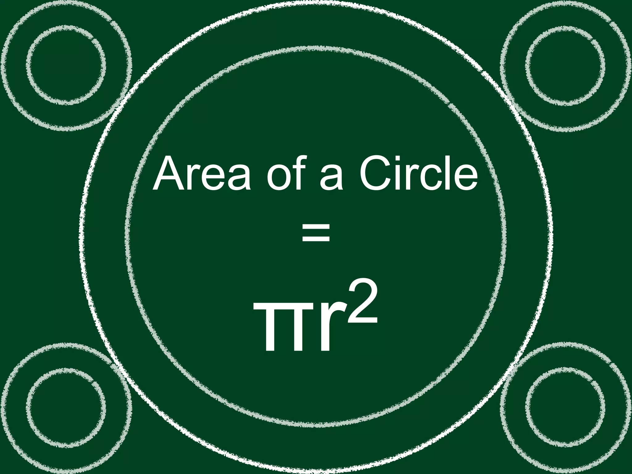 Area of a Circle
       =
    πr 2
 