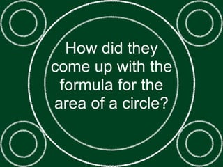 How did they
come up with the
 formula for the
area of a circle?
 