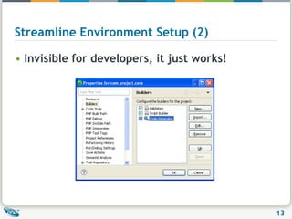 Streamline Environment Setup (2) Invisible for developers, it just works!