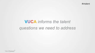 #intalent

VUCA informs the talent
questions we need to address

 