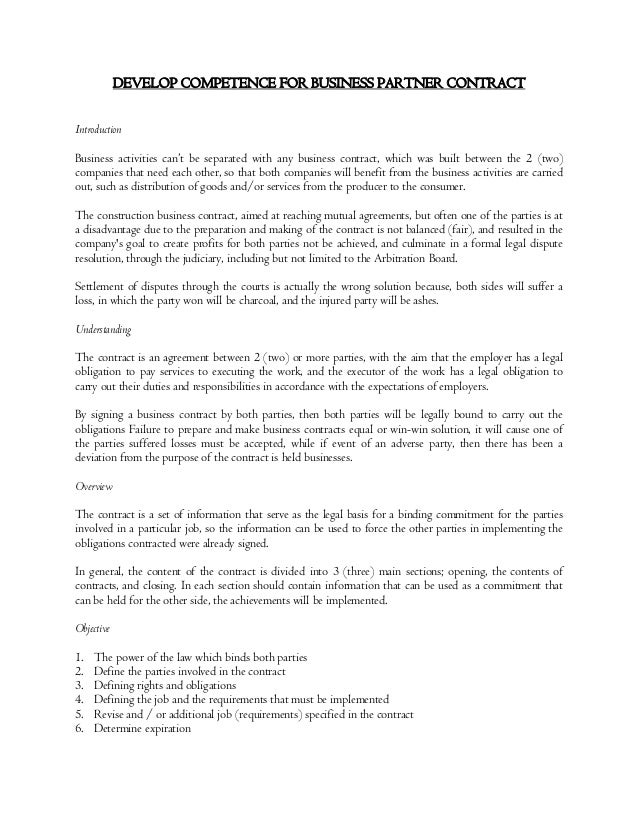 business partner contract agreement