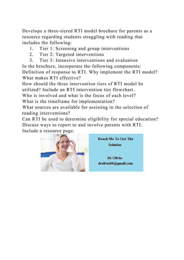 Develope a three-tiered RTI model brochure for parents as a resource.docx