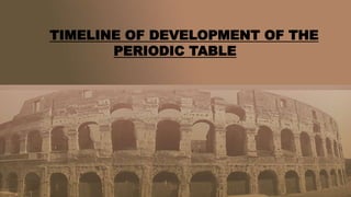 TIMELINE OF DEVELOPMENT OF THE
PERIODIC TABLE
 