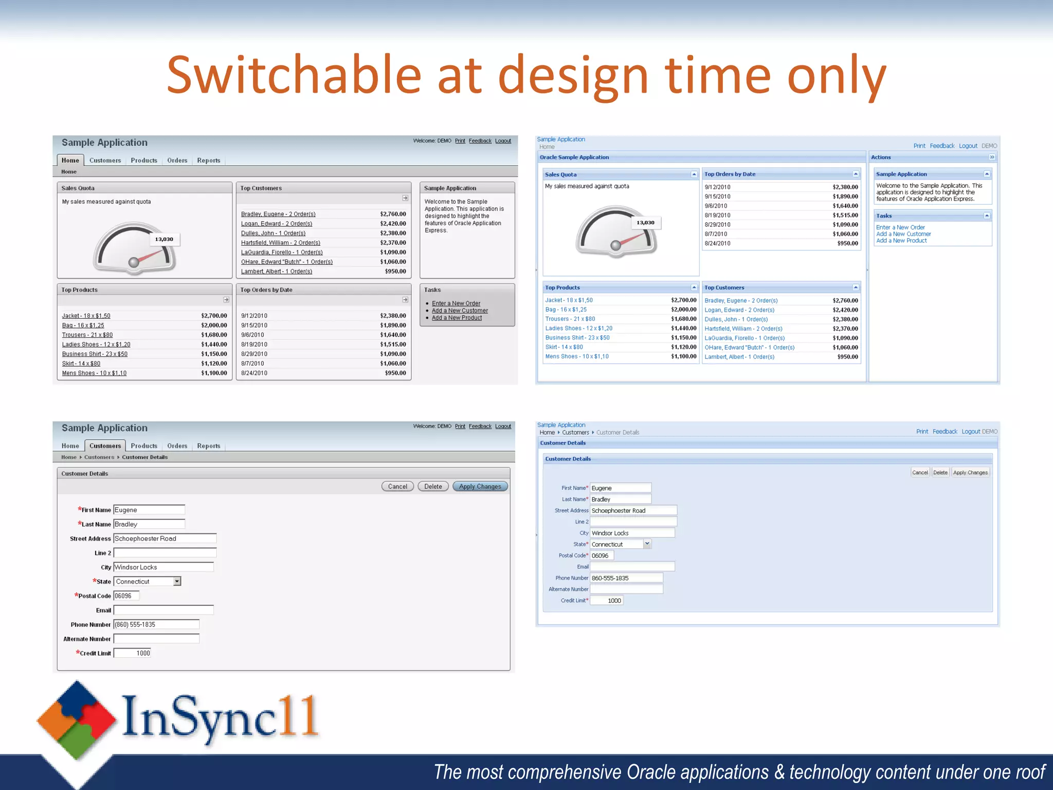 Switchable at design time only




           The most comprehensive Oracle applications & technology content under one roof
 