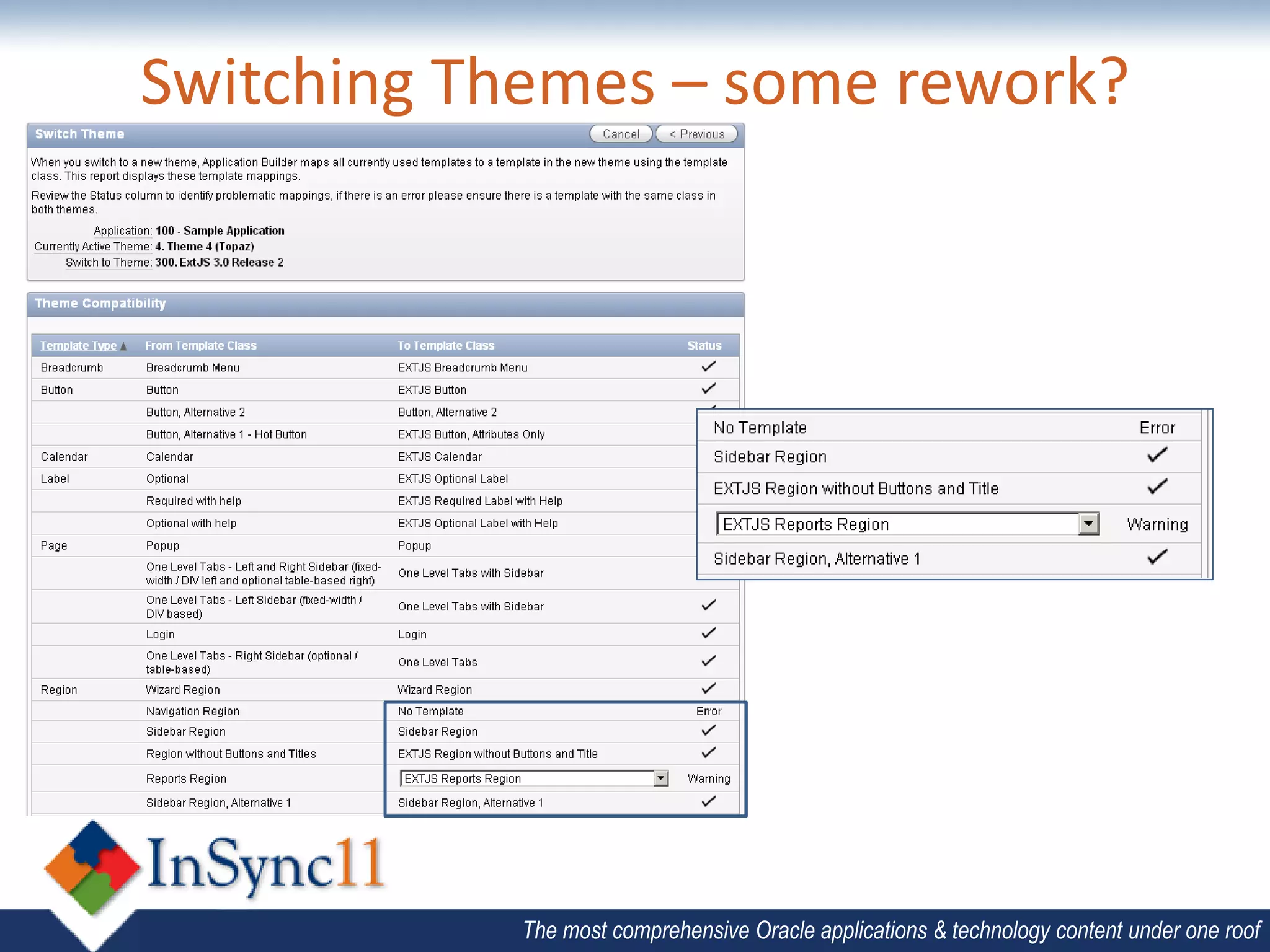 Switching Themes – some rework?




           The most comprehensive Oracle applications & technology content under one roof
 