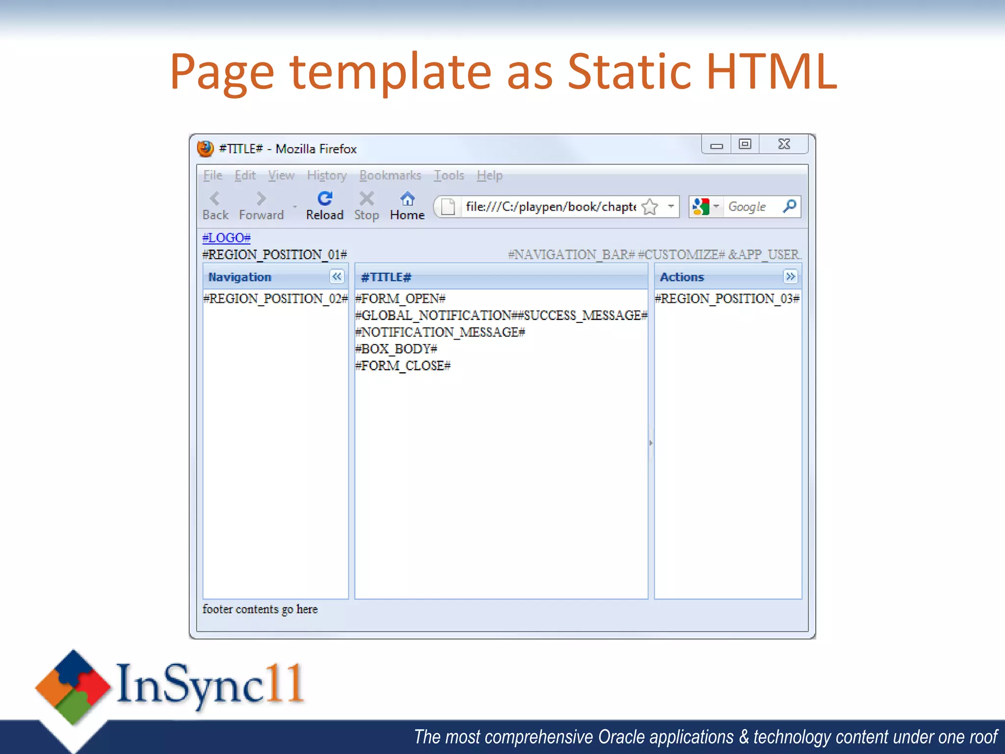 Page template as Static HTML




          The most comprehensive Oracle applications & technology content under one roof
 