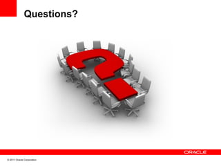 Questions?




© 2011 Oracle Corporation
 