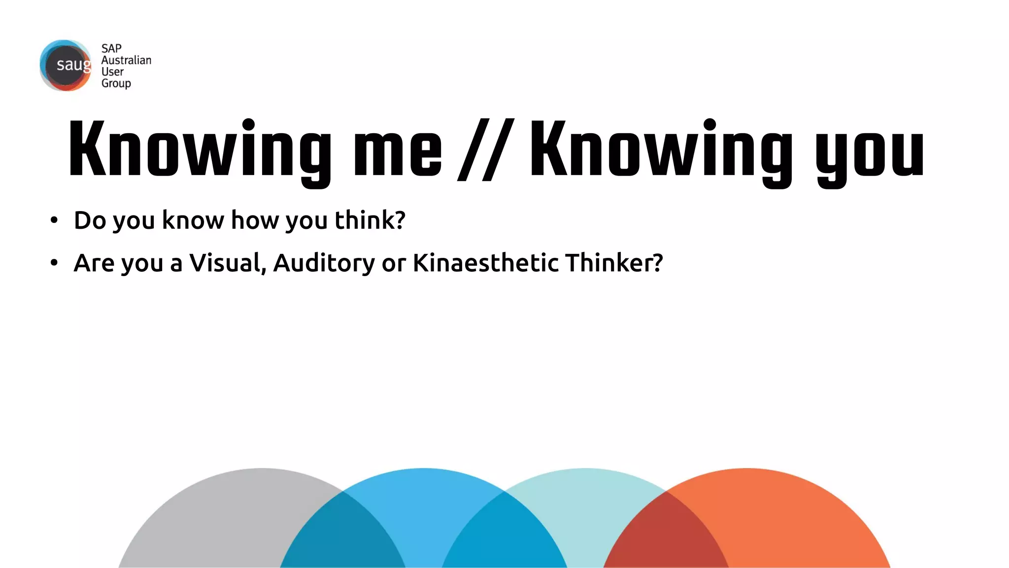 Power of TEAM 
● Software is not a solo activity 
● Always someone to work with as a peer or a client relationship 
● Not everyone will think the same way 
● Use this to your advantage 
● Develop relationships with those who think differently 
● Get over us v them. 
 