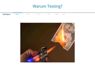 Zu den Farben
Warum Testing?
Warum

Wer

Was

Wie

Wann

Wo

 