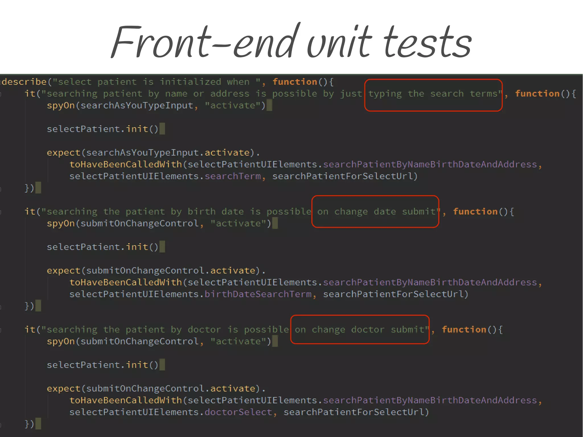 Front-end unit tests
 