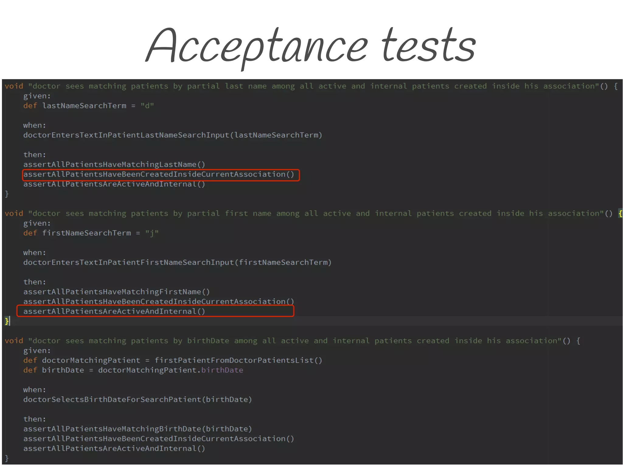 Acceptance tests
 