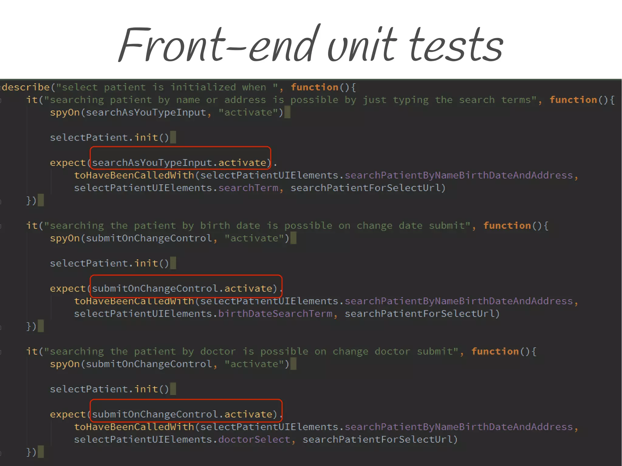 Front-end unit tests
 