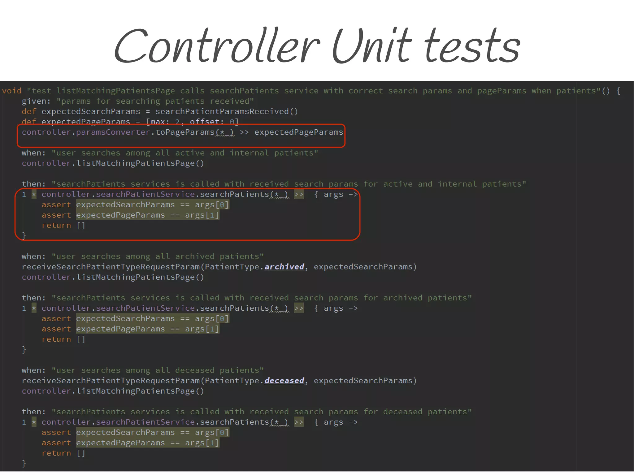 Controller Unit tests
 