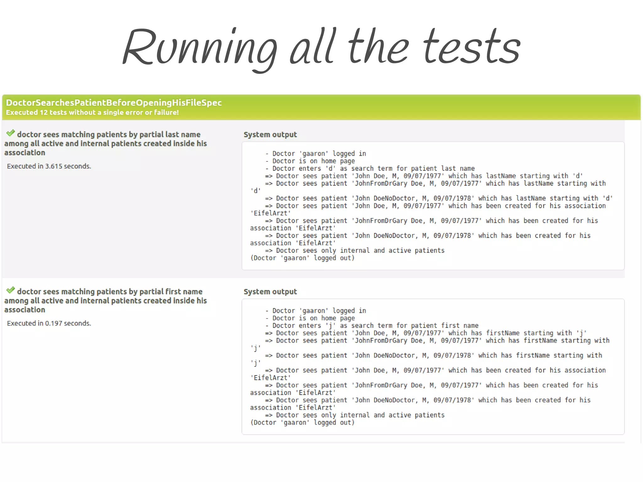 Running all the tests
 