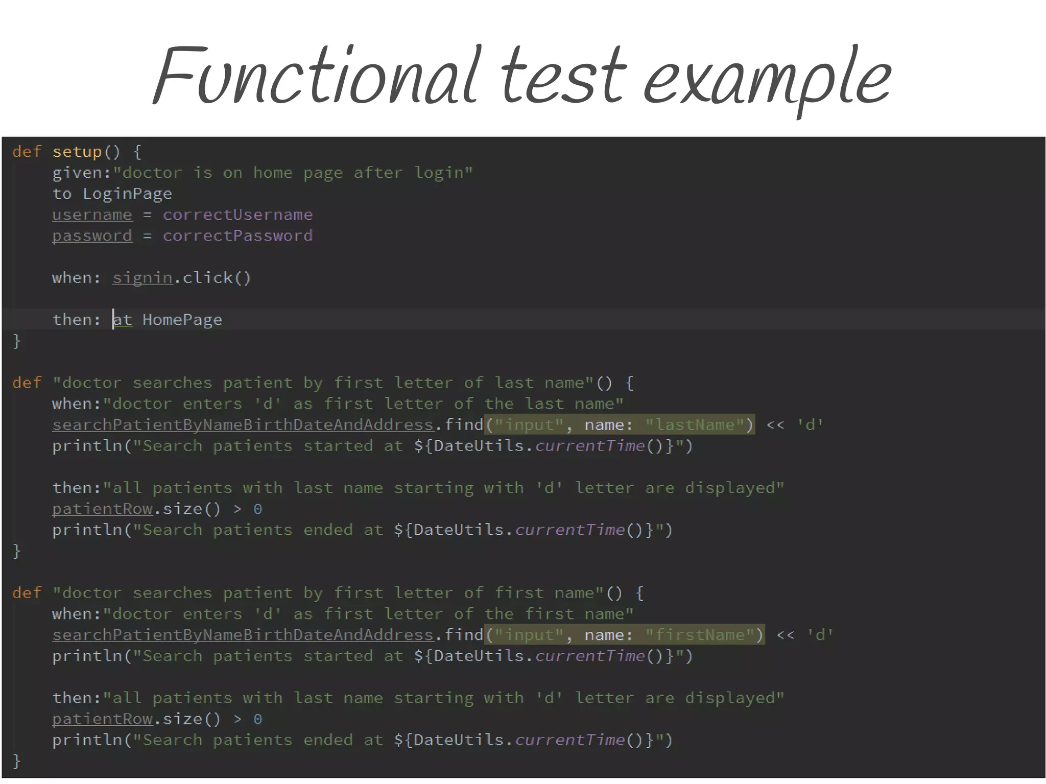 Functional test example
 