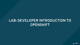 LAB: DEVELOPER INTRODUCTION TO
OPENSHIFT
 