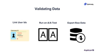 Link User Ids Run an A/A Test Export Raw Data
Validating Data
 