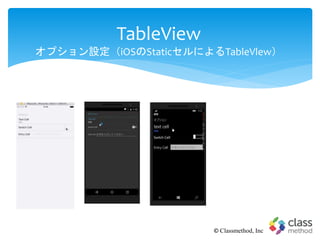 TableView
オプション設定（iOSのStaticセルによるTableVlew）
© Classmethod, Inc
 