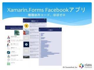Xamarin.Forms Facebookアプリ
機種依存コード、ほぼゼロ
© Classmethod, Inc
 