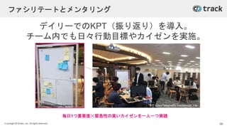 Copyright © Givery, Inc. All rights reserved.
ファシリテートとメンタリング
デイリーでのKPT（振り返り）を導入。
チーム内でも日々行動目標やカイゼンを実施。
毎日1つ重要度☓緊急性の高いカイゼンを一人一つ実践
66
© Saison Information Systems Co., Ltd.© Saison Information Systems Co., Ltd.
 