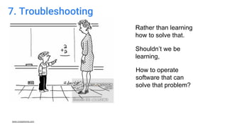 7. Troubleshooting
Rather than learning
how to solve that.
Shouldn’t we be
learning,
How to operate
software that can
solve that problem?
www.crossshores.com
 
