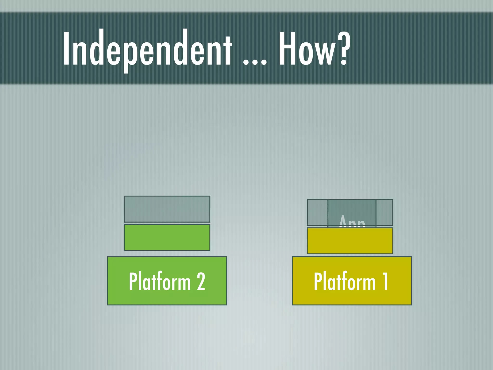 Independent ... How?


                    App

    Platform 2   Platform 1
 