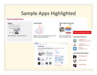 Sample	
  Apps	
  Highlighted	
  
 