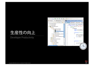 生産性の向上
    Developer Productivity




                                                                  ®




Copyright 2008 Adobe Systems Incorporated. All rights reserved.
 