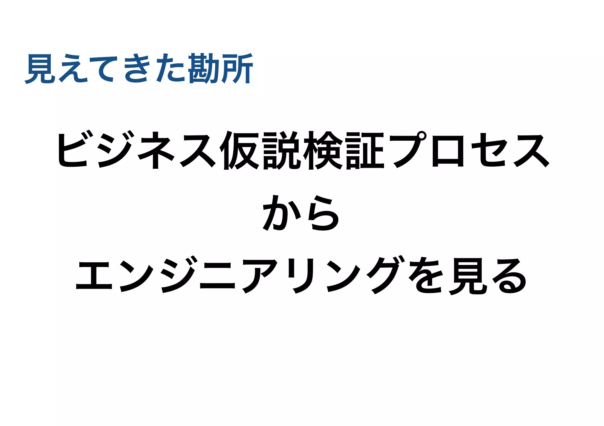 見えてきた勘所
ビジネス仮説検証プロセス
から
エンジニアリングを見る
 
