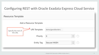 Copyright	©	2015,	Oracle	and/or	its	aﬃliates.	All	rights	reserved.		|	
Conﬁguring	REST	with	Oracle	Exadata	Express	Cloud	S...