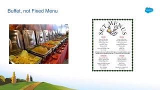 Buffet, not Fixed Menu
 