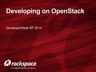 Developing on OpenStack
DeveloperWeek SF 2014

!1

 