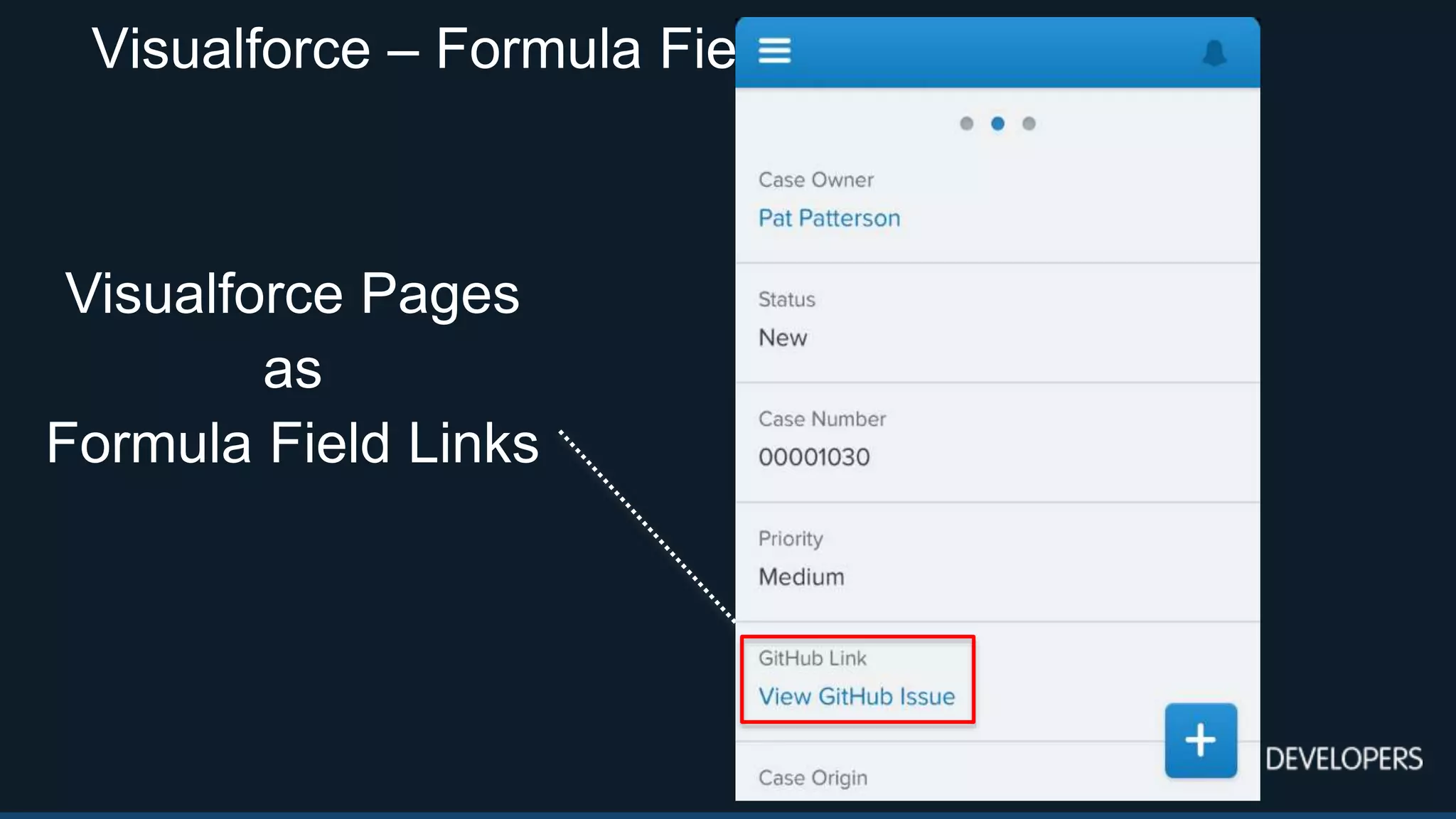 Visualforce – Formula Field Link
Visualforce Pages
as
Formula Field Links
 