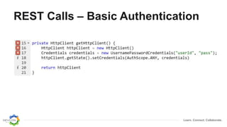 Learn. Connect. Collaborate.
REST Calls – Basic Authentication
 