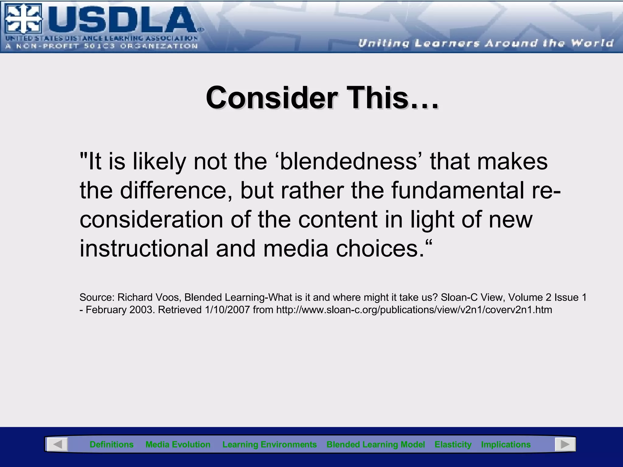 The greatest change in the delivery mix will continue to come via the increased adoption of e-learning and the increased use of portable technologies.  IBM’s perspective on blended learning and workforce mobility Click for Glossary Survey of CLOs Use of Blended Learning  (con’t) 